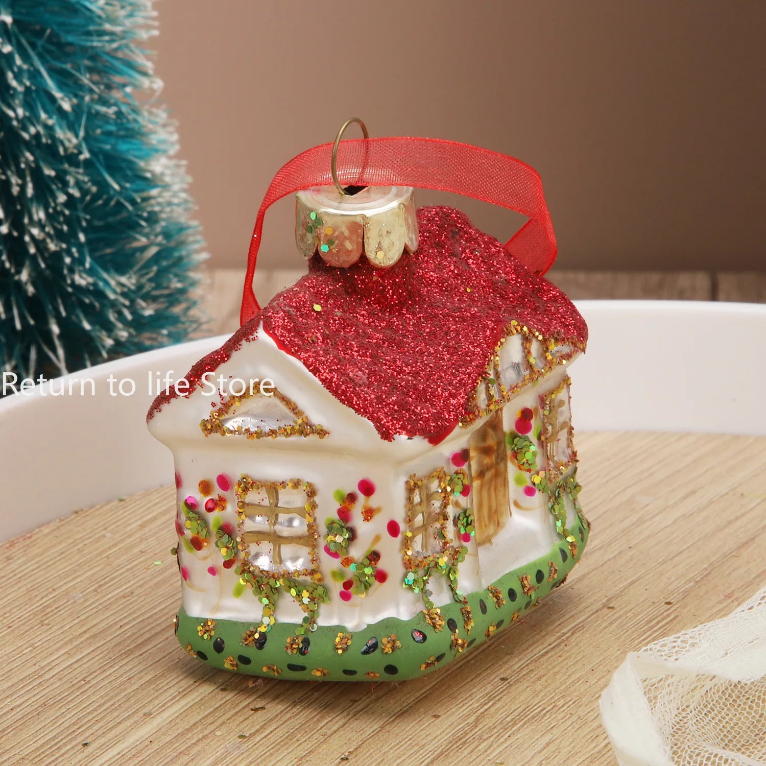 Christmas House Tree Hanging Ornaments Glass Decorations for Home New Year Party 2025 Nativity Glass Christmas Toys