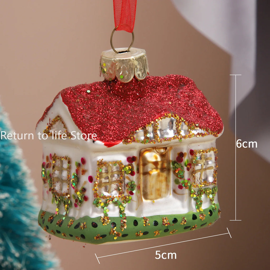 Christmas House Tree Hanging Ornaments Glass Decorations for Home New Year Party 2025 Nativity Glass Christmas Toys