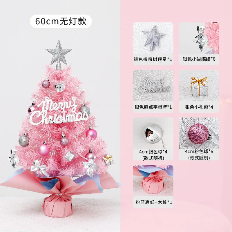 Pink Christmas Tree 45/60cm  Xmas Tree Desktop Ornament Christmas Decorations For Home Navidad Noel 2025 New Years Gift