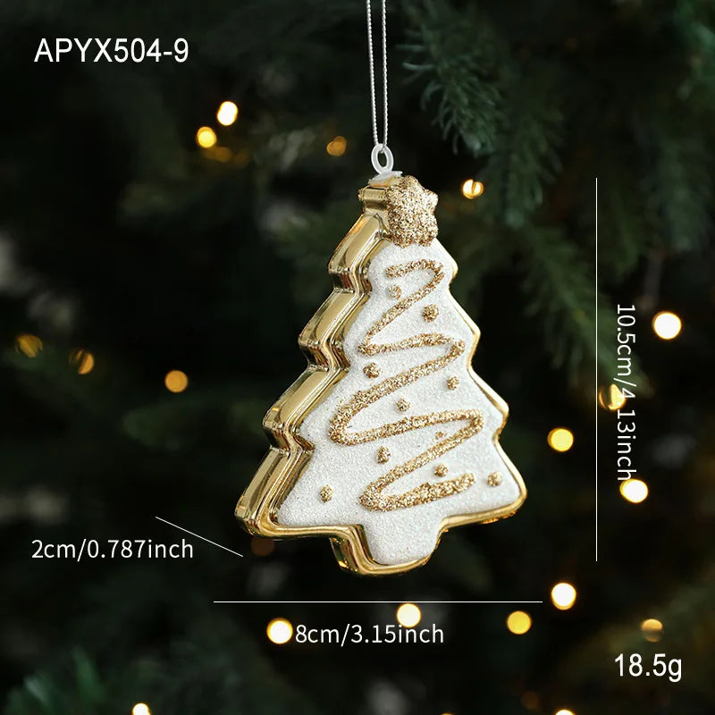 Acrylic Christmas Tree Decoration Pendant Sequins Snowflake Golden Bag Christmas Tree Scene Decoration Xmas Atmosphere Props