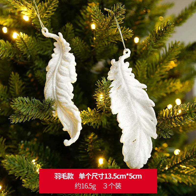 Christmas Tree Hanging Ornaments Snowflake Angel Deer White Pendants  New Year Party Home Xmas Tree Decorations Kids Toys