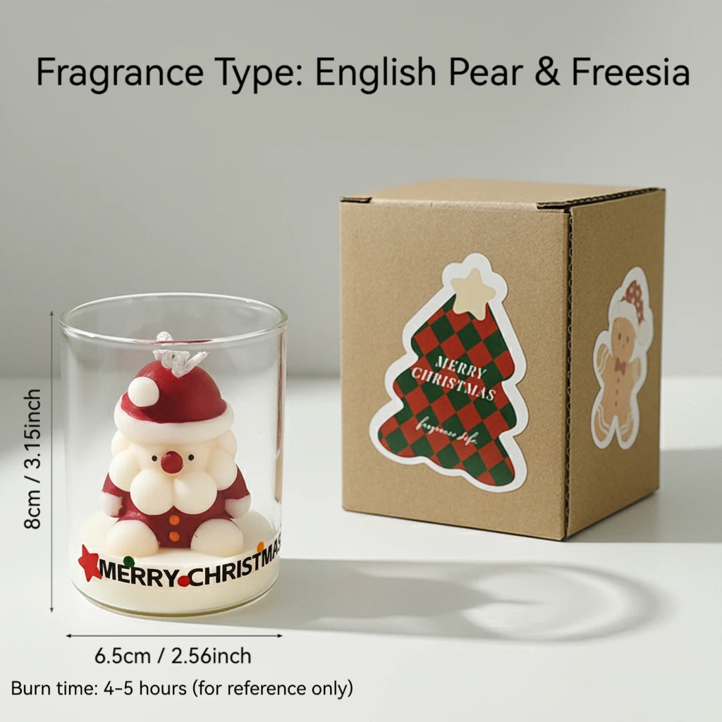 Christmas Scented Candle Glass Cup Soy Wax Santa Tree Snowman Reindeer Gift Home Decoration Holiday Aromatherapy Candle