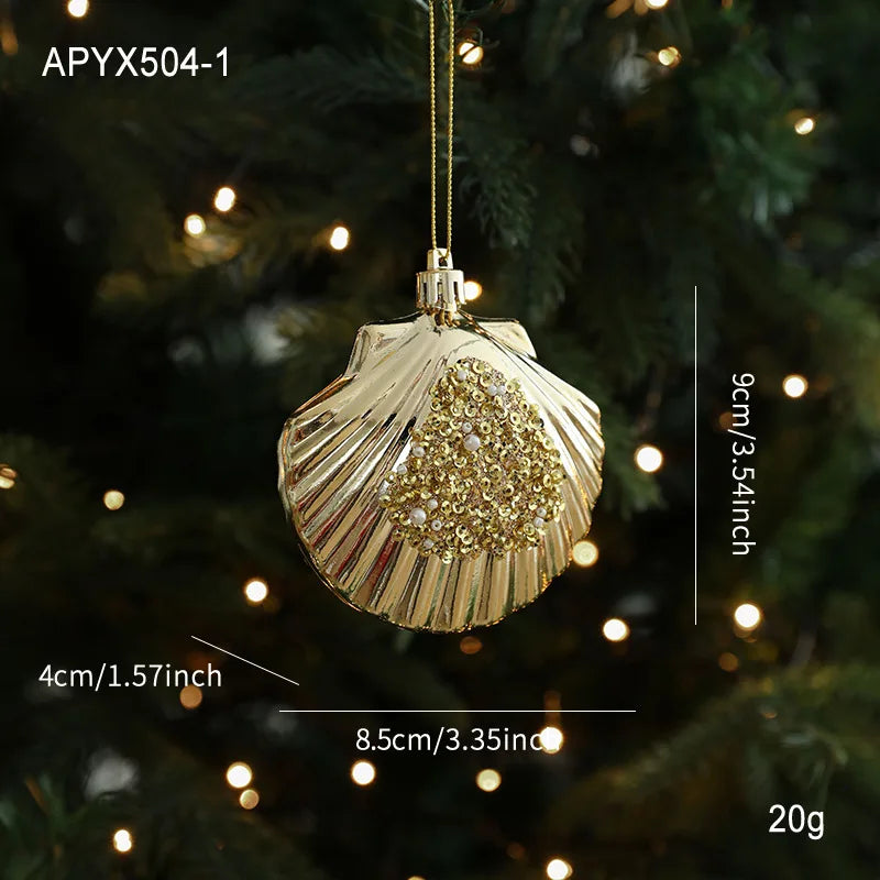 Acrylic Christmas Tree Decoration Pendant Sequins Snowflake Golden Bag Christmas Tree Scene Decoration Xmas Atmosphere Props