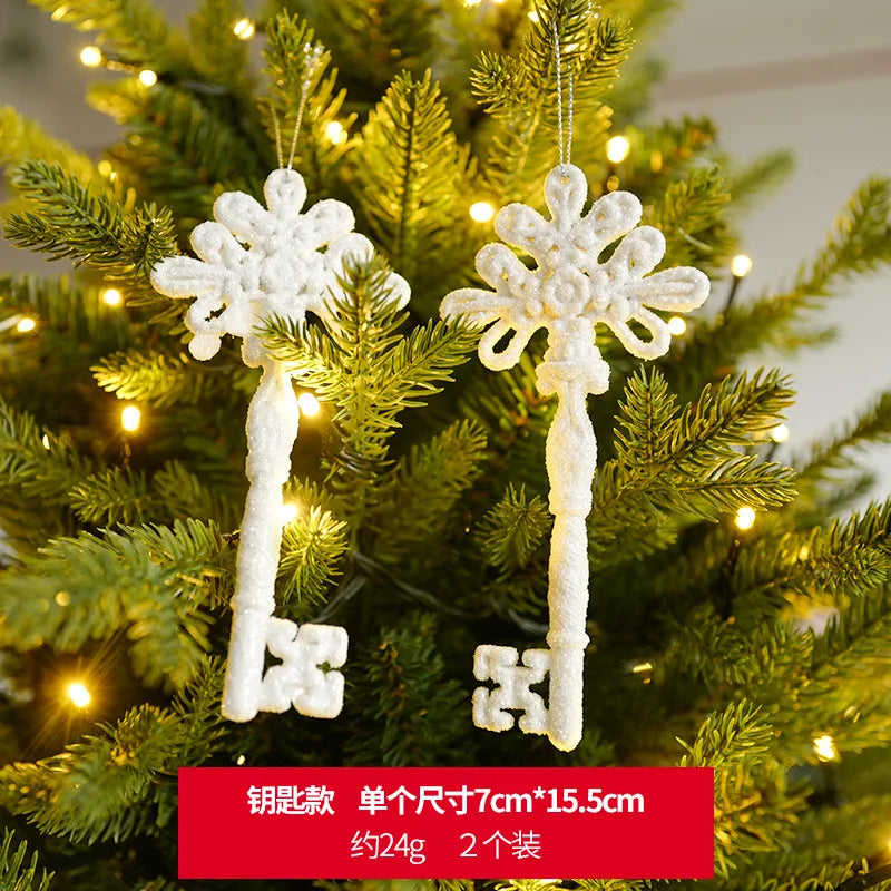 Christmas Tree Hanging Ornaments Snowflake Angel Deer White Pendants  New Year Party Home Xmas Tree Decorations Kids Toys