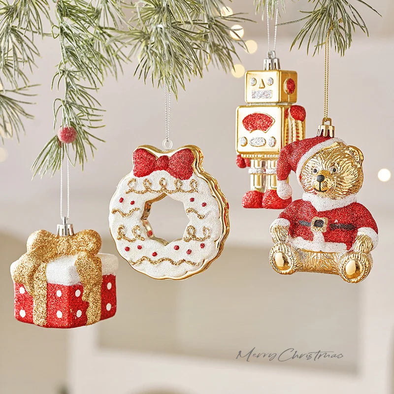 New Christmas Tree Decoration Pendant Creative Gift Package Bear Puppy Gingerbread Man Pendant Three-dimensional Pendant