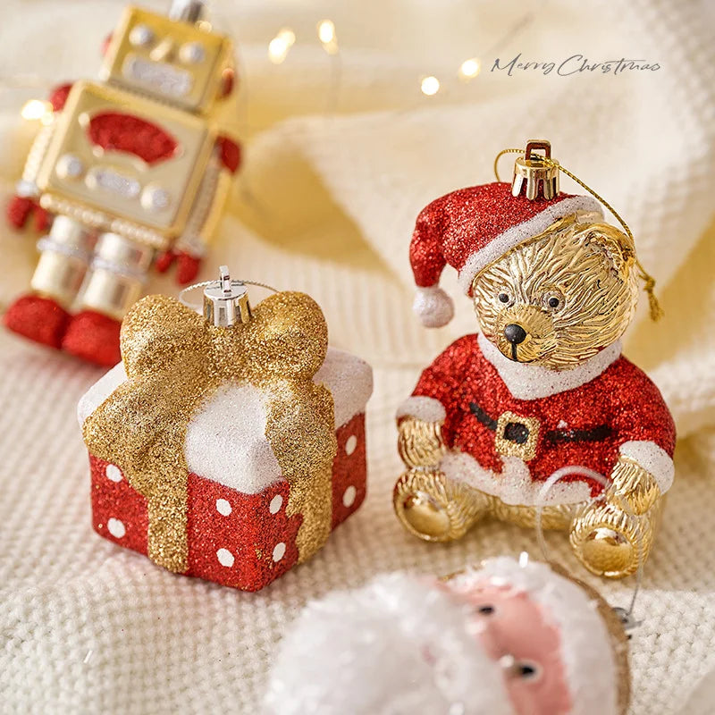 New Christmas Tree Decoration Pendant Creative Gift Package Bear Puppy Gingerbread Man Pendant Three-dimensional Pendant