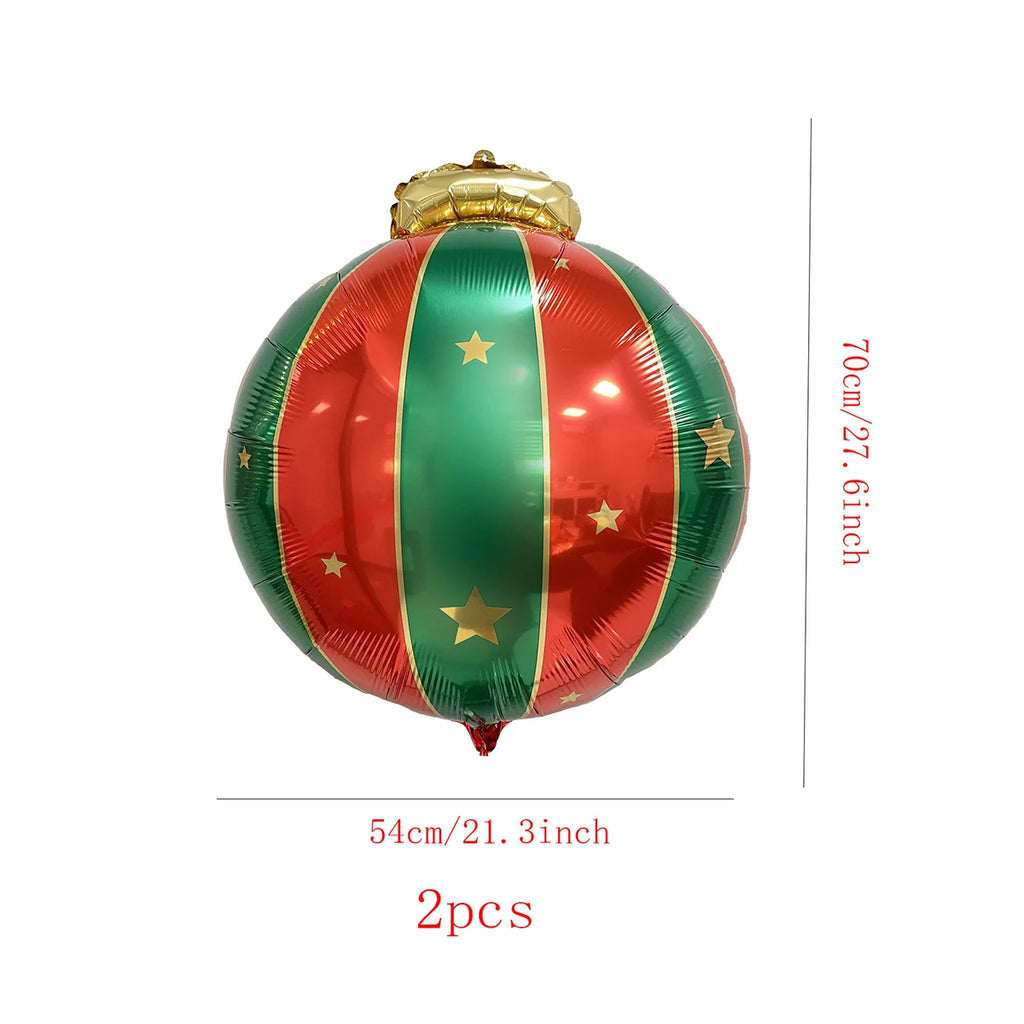 2/5pcs Red Green Christmas Ball Sahpe Foil Balloons Christmas Decorations for home store Party Supplies Navidad 2026 Decor