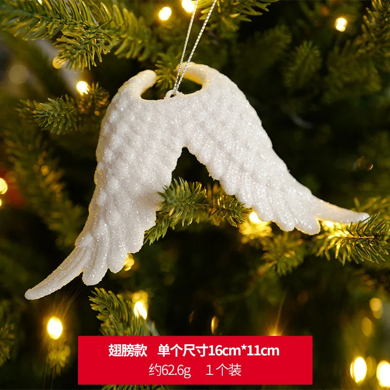 Christmas Tree Hanging Ornaments Snowflake Angel Deer White Pendants  New Year Party Home Xmas Tree Decorations Kids Toys