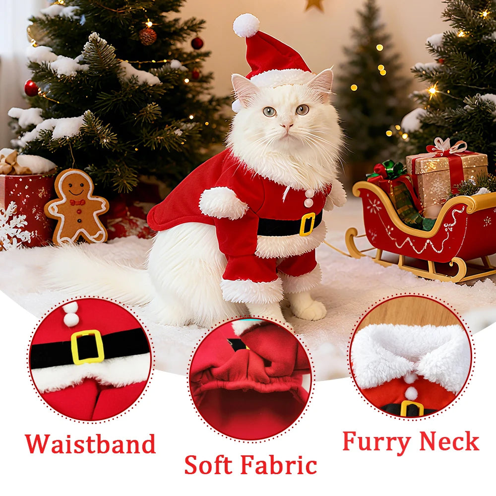 Holiday Cat Clothes Christmas Pet Dress Up Costumes Gifts Cute Festival Party Kitten Jumpsuits For Small Medium Dogs Cats Sphynx