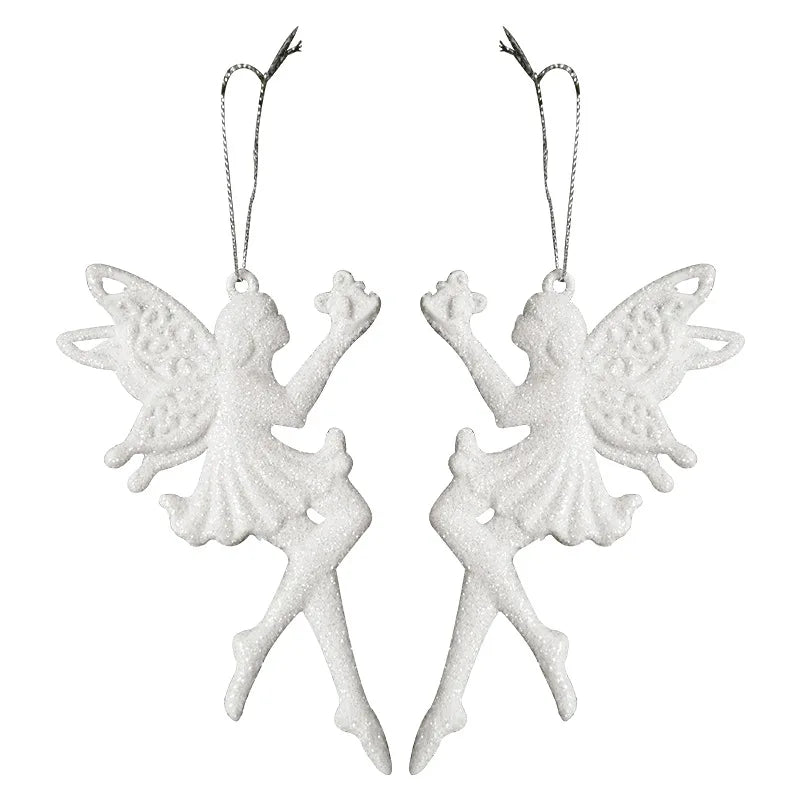 Christmas Tree Hanging Ornaments Snowflake Angel Deer White Pendants  New Year Party Home Xmas Tree Decorations Kids Toys