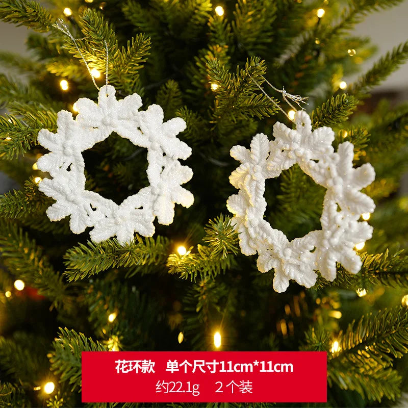 Christmas Tree Hanging Ornaments Snowflake Angel Deer White Pendants  New Year Party Home Xmas Tree Decorations Kids Toys