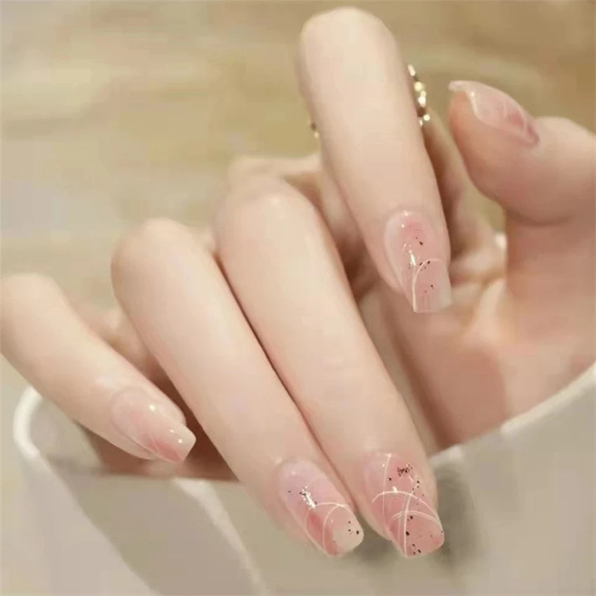24Pcs/Set Acrylic Korean Flat Fake Nails Elk Christmas Color Wearing False Nails Full Coverage Press on Nail Art Removable