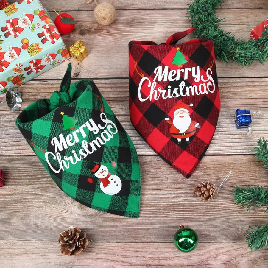1/2pc Christmas Pet Triangle Scarf Dog Bandanas Saliva Towel For Holiday Party Decor Adjustab Scarf For Small & Large Sized Dogs