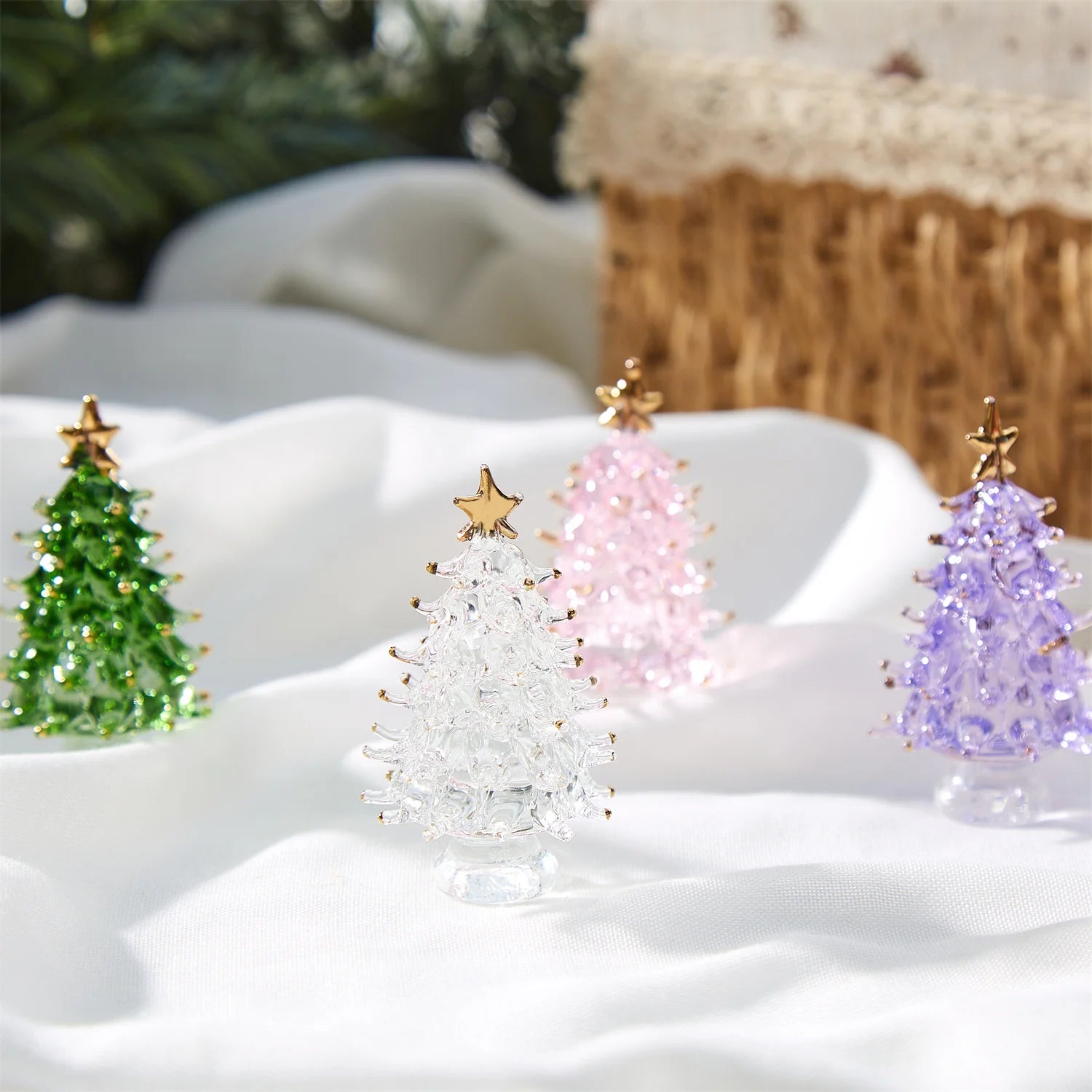 colored glaze Christmas Tree Decorations Elegant Exquisite Natural crystal Christmas Tree Ornaments Festival home furnishing