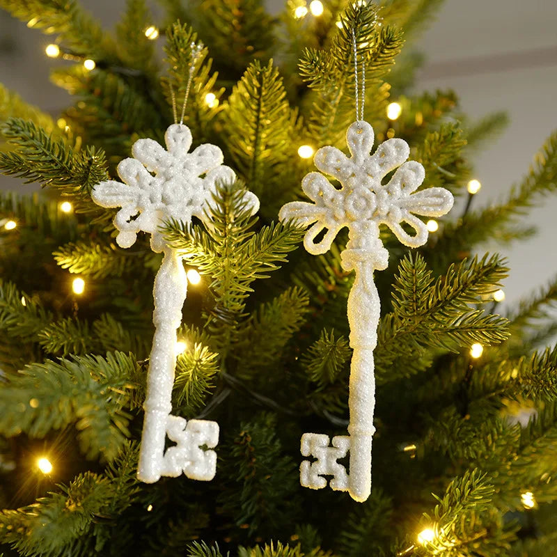 Christmas Tree Hanging Ornaments Snowflake Angel Deer White Pendants  New Year Party Home Xmas Tree Decorations Kids Toys