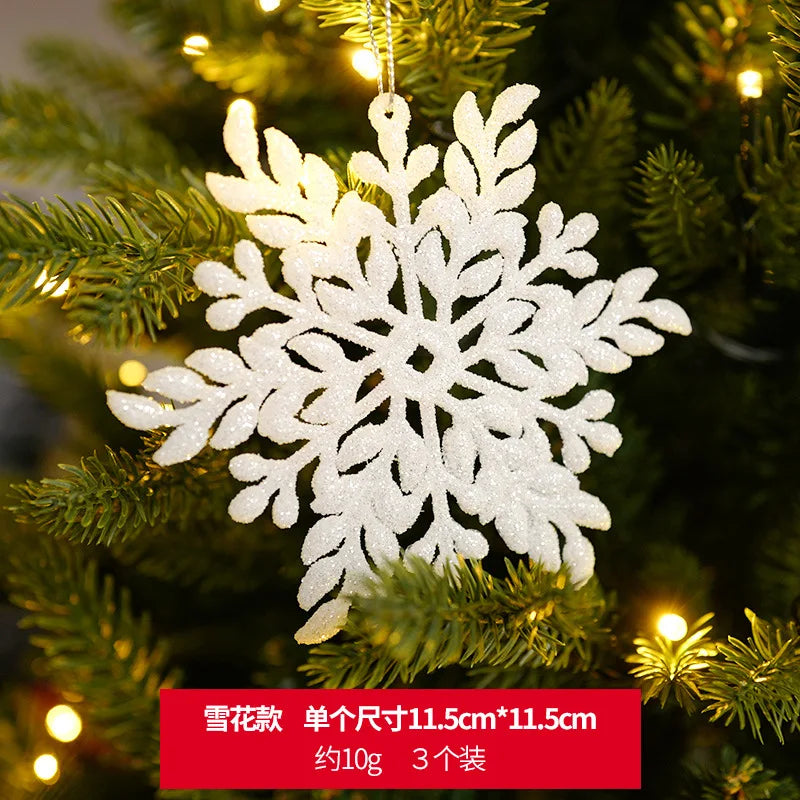 Christmas Tree Hanging Ornaments Snowflake Angel Deer White Pendants  New Year Party Home Xmas Tree Decorations Kids Toys