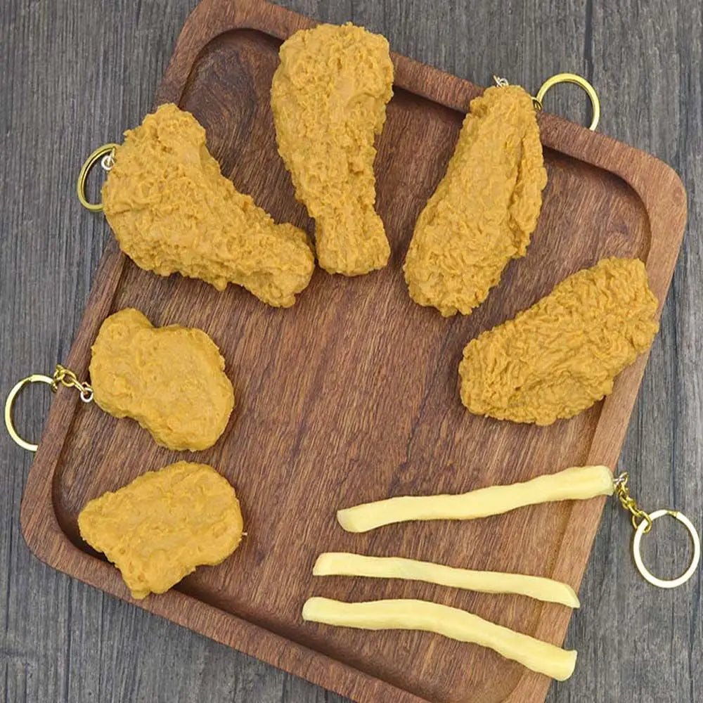 French Fries Fried Chicken Legs Fried Chicken Around Chicken Nuggets Key Rings Imitation Food Keychains Food Pendant Key Chains