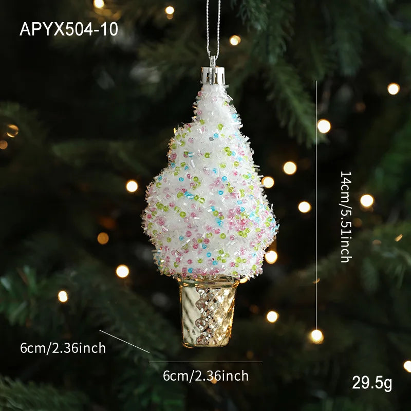 Acrylic Christmas Tree Decoration Pendant Sequins Snowflake Golden Bag Christmas Tree Scene Decoration Xmas Atmosphere Props