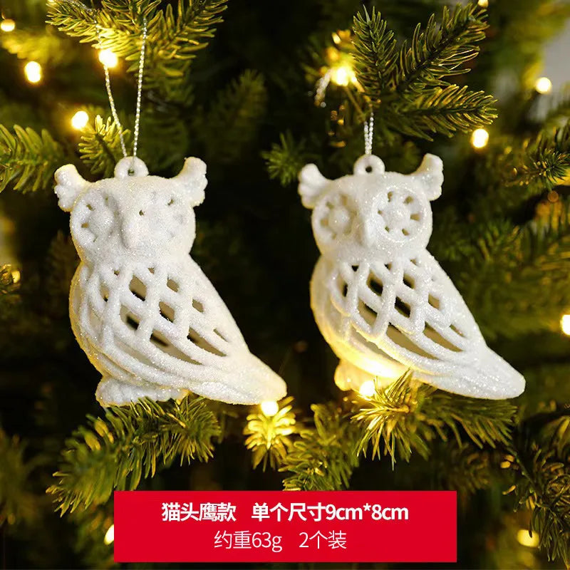 Christmas Tree Hanging Ornaments Snowflake Angel Deer White Pendants  New Year Party Home Xmas Tree Decorations Kids Toys