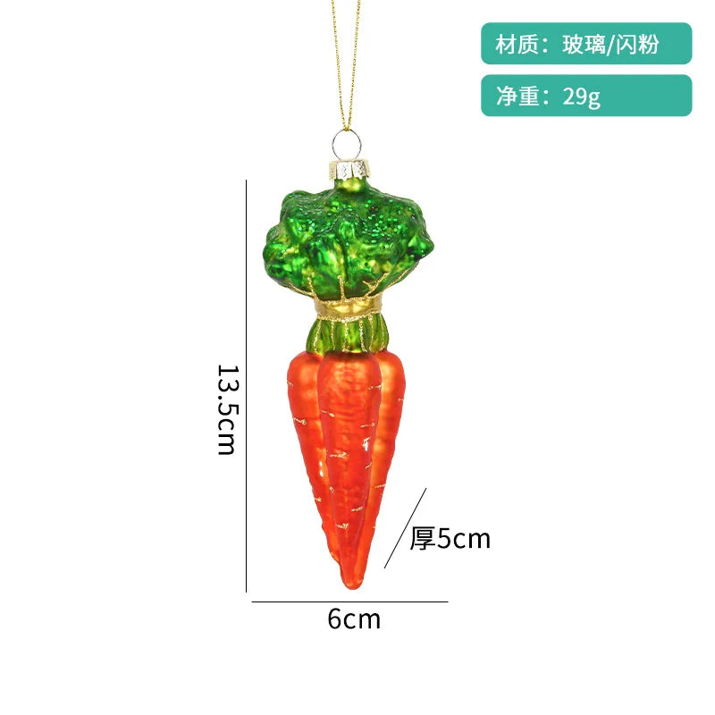 Christmas Decorative Glass Colored Fruit and Vegetable Series Creative Small Pendant Christmas Tree Pendant