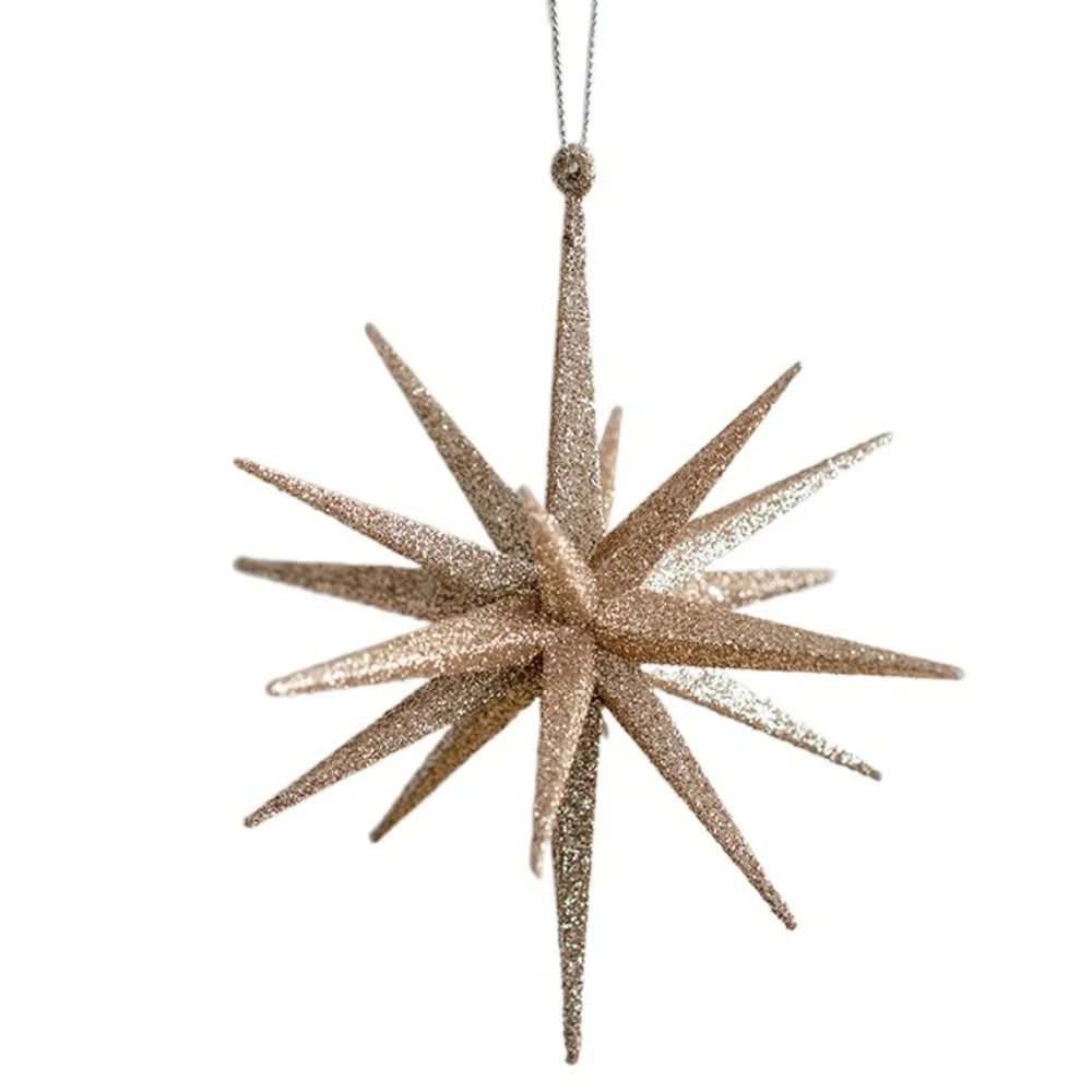 Cartoon Christmas Ice Cream Pendant Shiny Pink Plastic Christmas Tree Ornaments 3D Shatterproof Xmas Snowflake Pendant