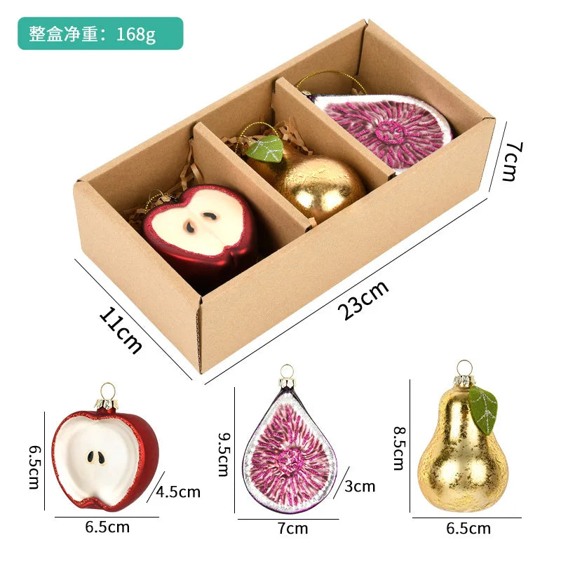 Christmas Decorative Glass Colored Fruit and Vegetable Series Creative Small Pendant Christmas Tree Pendant