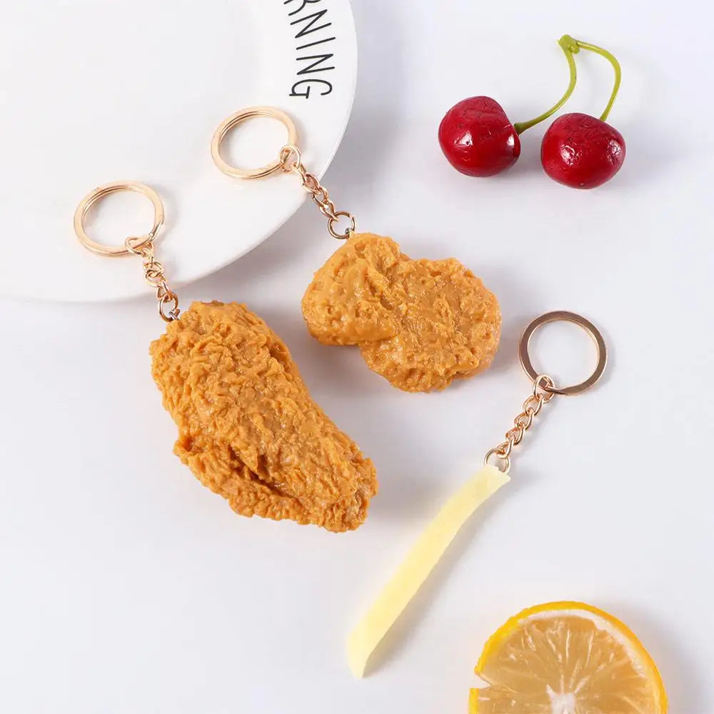 French Fries Fried Chicken Legs Fried Chicken Around Chicken Nuggets Key Rings Imitation Food Keychains Food Pendant Key Chains