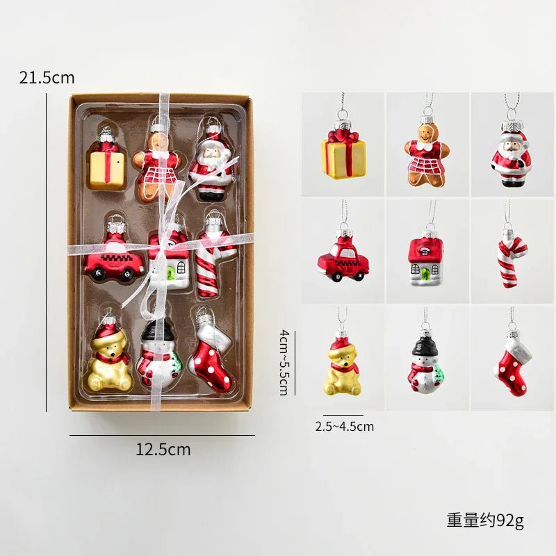 Christmas Set Glass Gingerbread Man Christmas Tree Ornaments Christmas Window Display Living Room Decorations Christmas Gifts