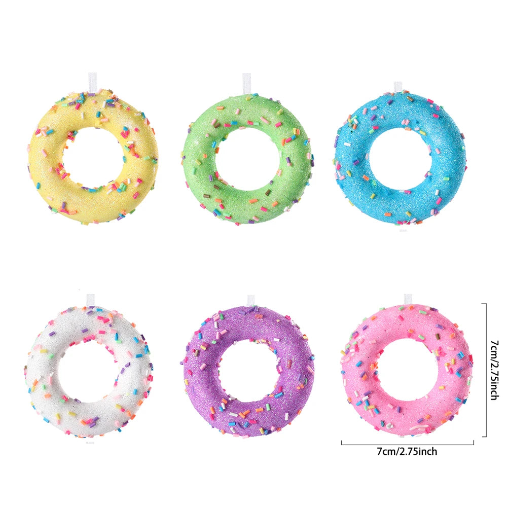 6pcs Christmas Macaron Biscuit Donut Shapes Ball Ornament Xmas Tree Hanging Pendants Home Party Navidad Christmas Decor