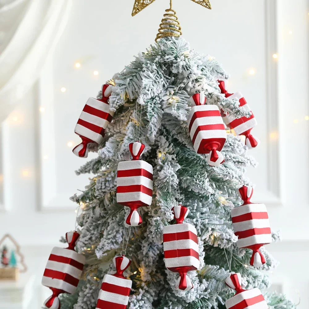 6Pcs Christmas Hanging Candy Balls Red White Candy Pendant Home Party Christmas Tree Decorations Navidad Winter New Year