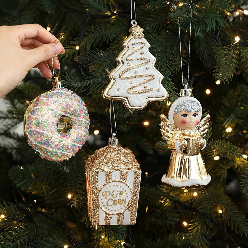 Acrylic Christmas Tree Decoration Pendant Sequins Snowflake Golden Bag Christmas Tree Scene Decoration Xmas Atmosphere Props