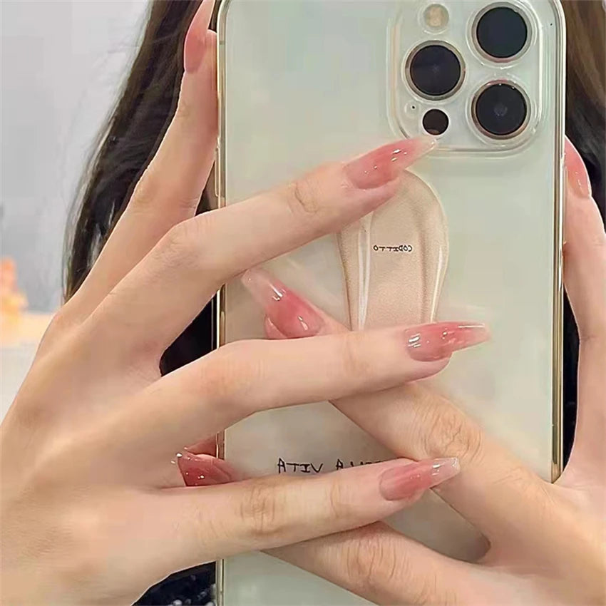 24Pcs/Set Acrylic Korean Flat Fake Nails Elk Christmas Color Wearing False Nails Full Coverage Press on Nail Art Removable