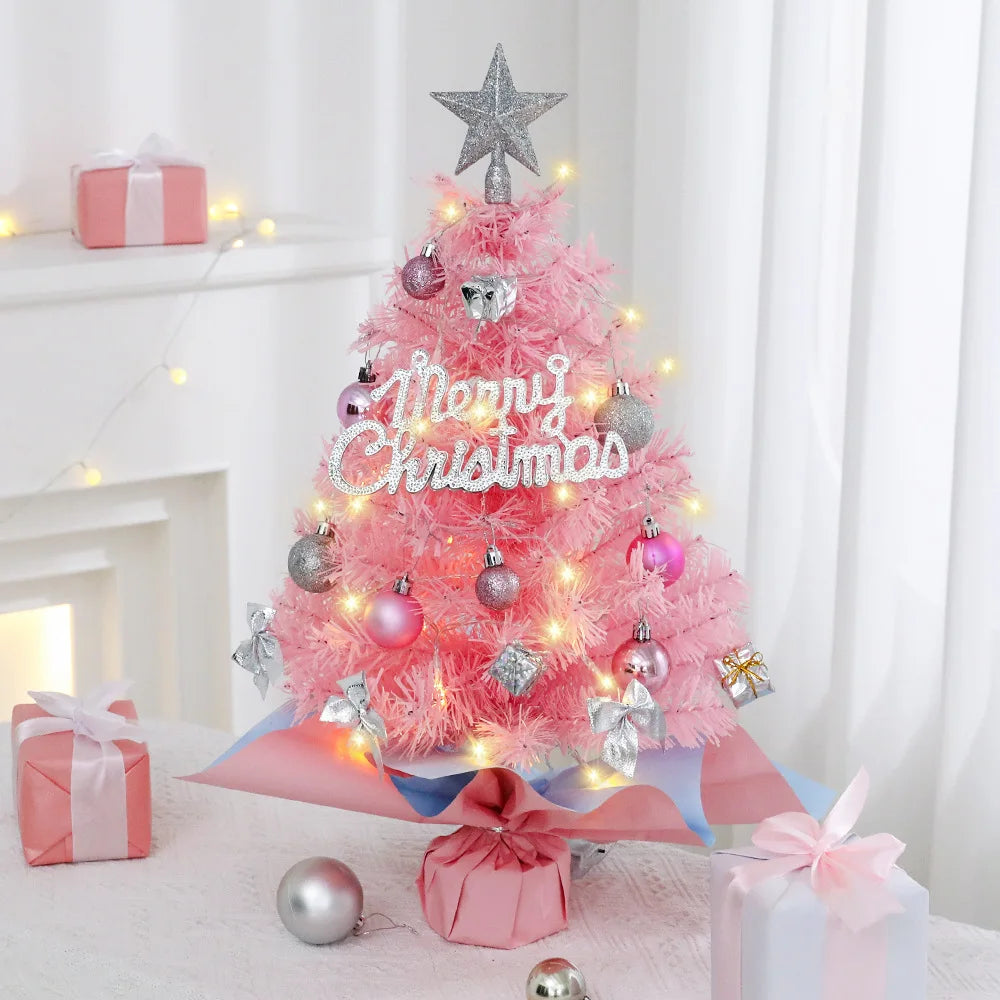 Pink Christmas Tree 45/60cm  Xmas Tree Desktop Ornament Christmas Decorations For Home Navidad Noel 2025 New Years Gift