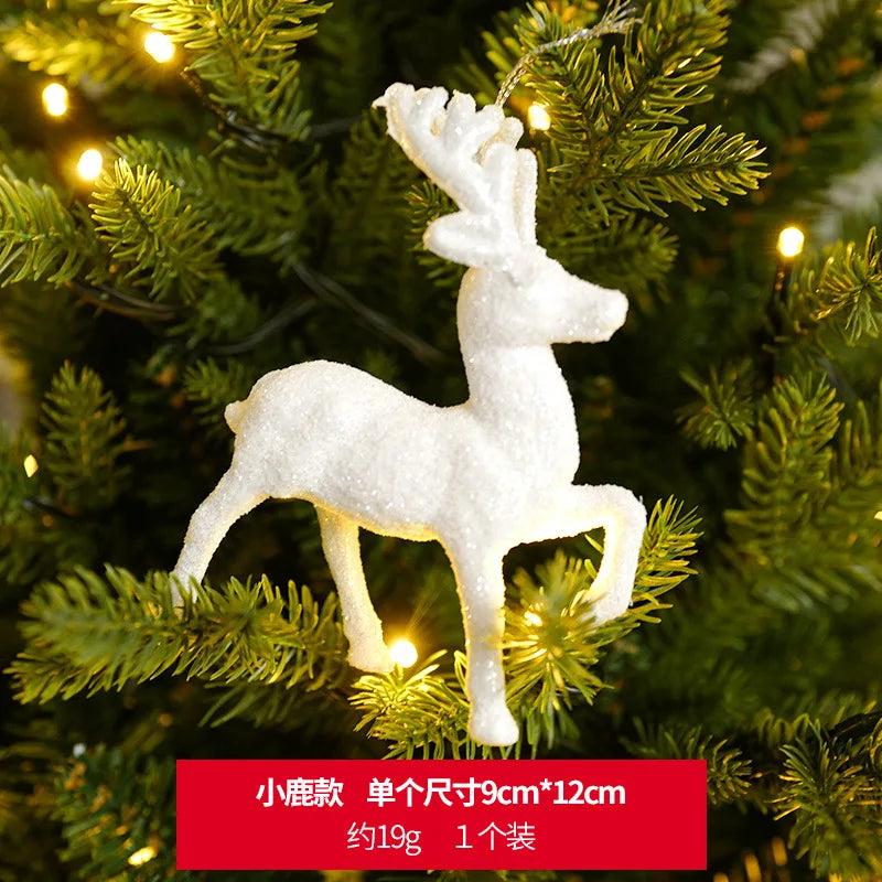 Christmas Tree Hanging Ornaments Snowflake Angel Deer White Pendants  New Year Party Home Xmas Tree Decorations Kids Toys