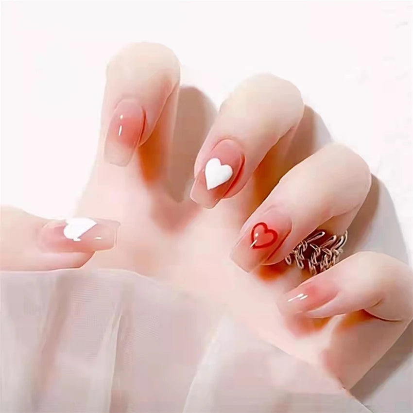 24Pcs/Set Acrylic Korean Flat Fake Nails Elk Christmas Color Wearing False Nails Full Coverage Press on Nail Art Removable