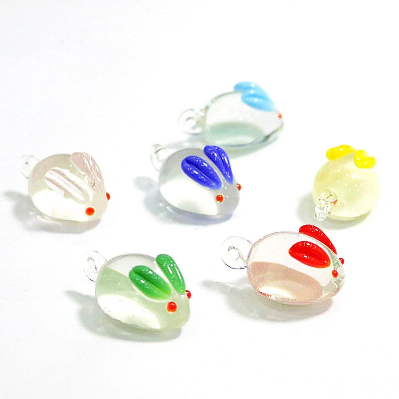 6pcs Hanging Christmas Glass Crafts Ornaments Cute Candy Cane Gloves Sock Xmas Tree Five Pointed Star Mini Pendants Accessories