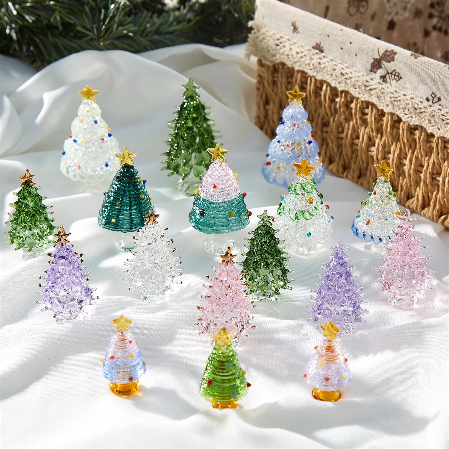 colored glaze Christmas Tree Decorations Elegant Exquisite Natural crystal Christmas Tree Ornaments Festival home furnishing