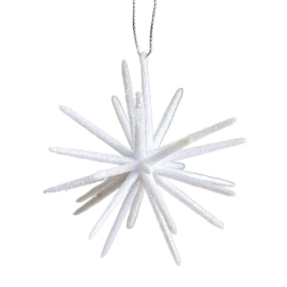 Cartoon Christmas Ice Cream Pendant Shiny Pink Plastic Christmas Tree Ornaments 3D Shatterproof Xmas Snowflake Pendant