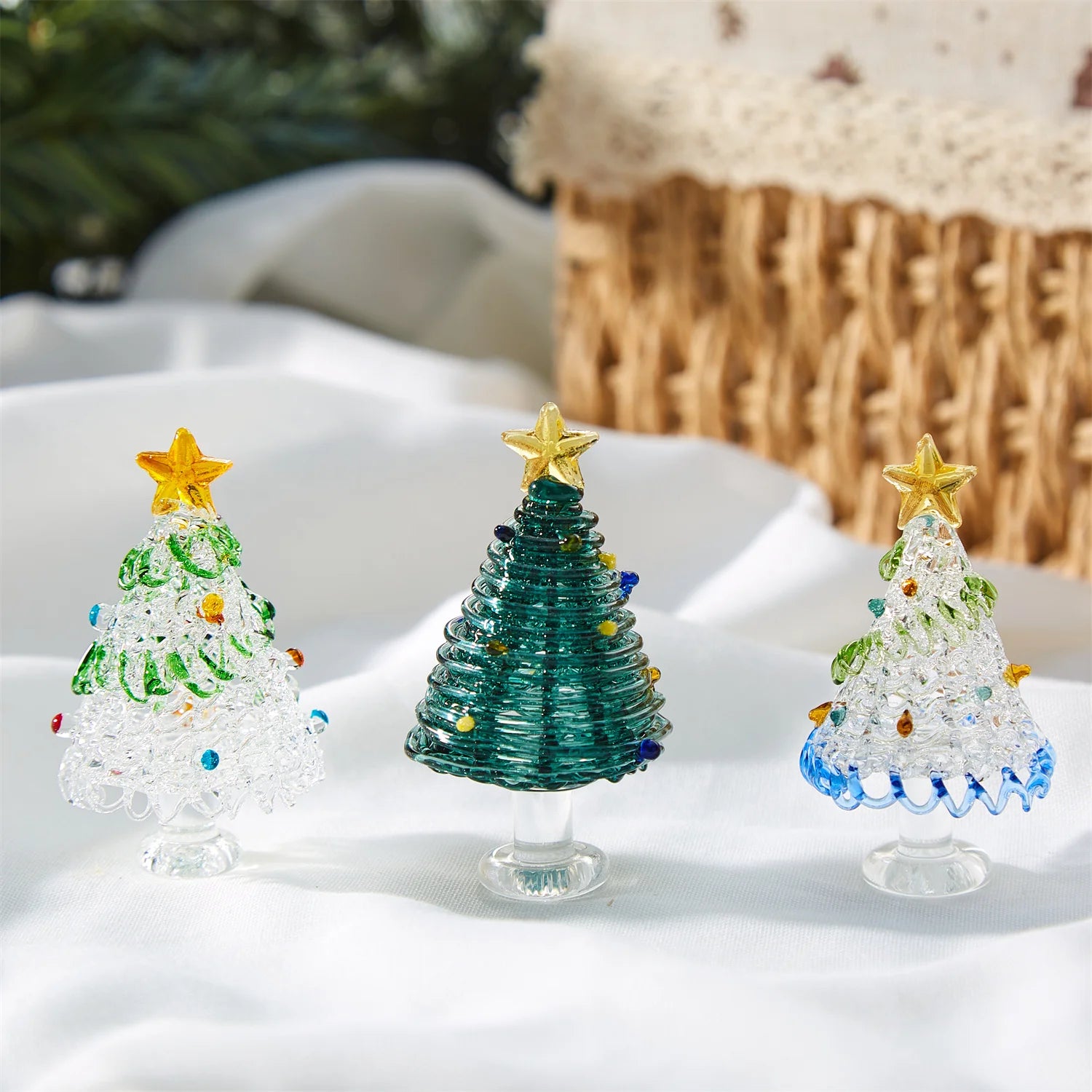 colored glaze Christmas Tree Decorations Elegant Exquisite Natural crystal Christmas Tree Ornaments Festival home furnishing