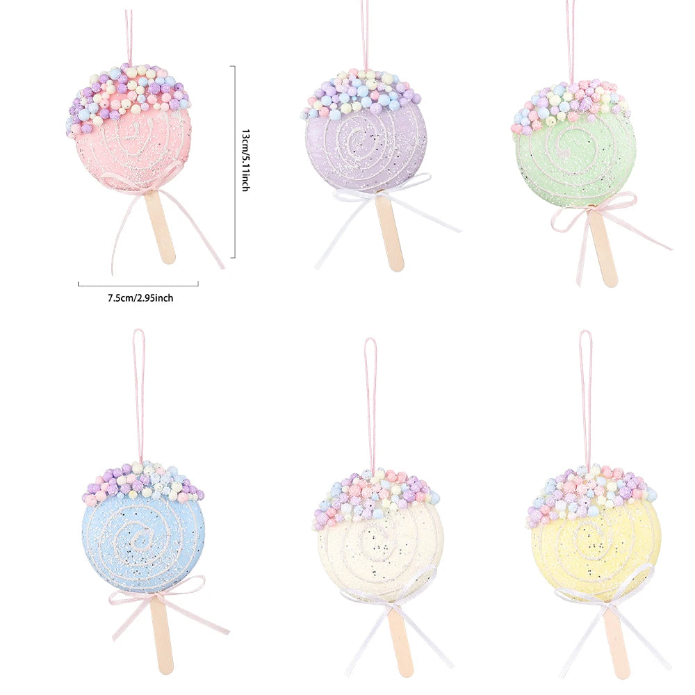 6pcs Christmas Macaron Biscuit Donut Shapes Ball Ornament Xmas Tree Hanging Pendants Home Party Navidad Christmas Decor