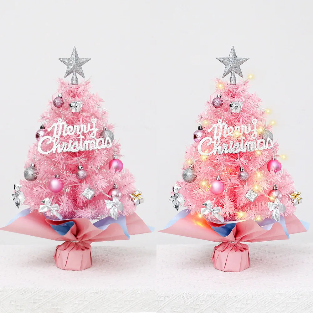 Pink Christmas Tree 45/60cm  Xmas Tree Desktop Ornament Christmas Decorations For Home Navidad Noel 2025 New Years Gift