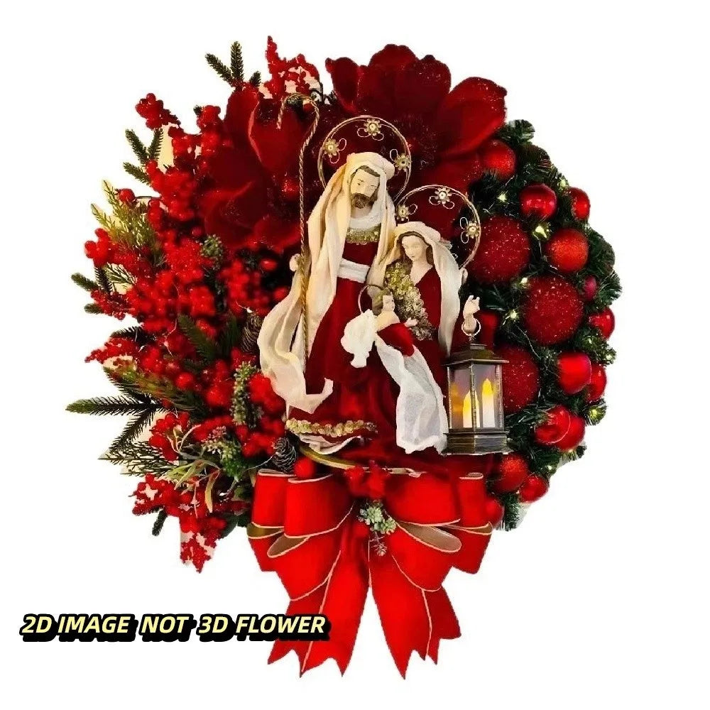 Twinkling Christmas Mitten Wreath Artificial Berries Artificial Berries Pine Needles Christmas Glove Wreath with LED Lights