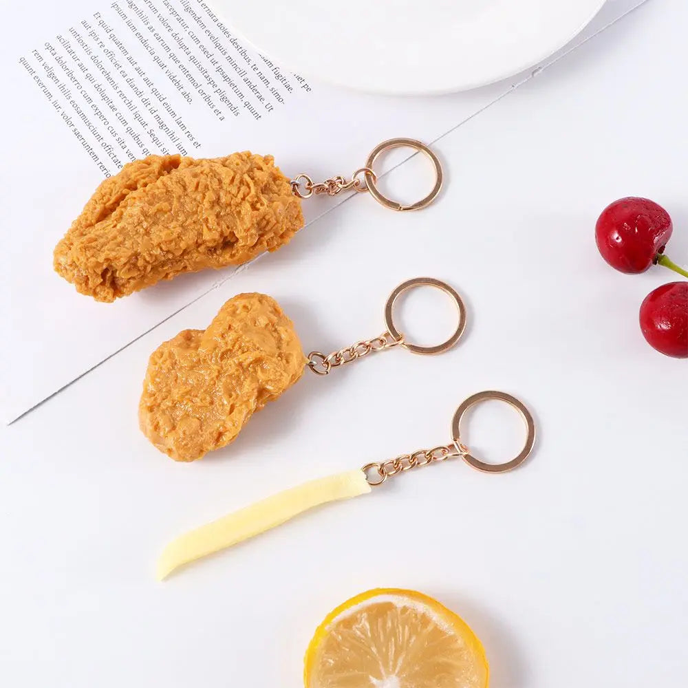 French Fries Fried Chicken Legs Fried Chicken Around Chicken Nuggets Key Rings Imitation Food Keychains Food Pendant Key Chains