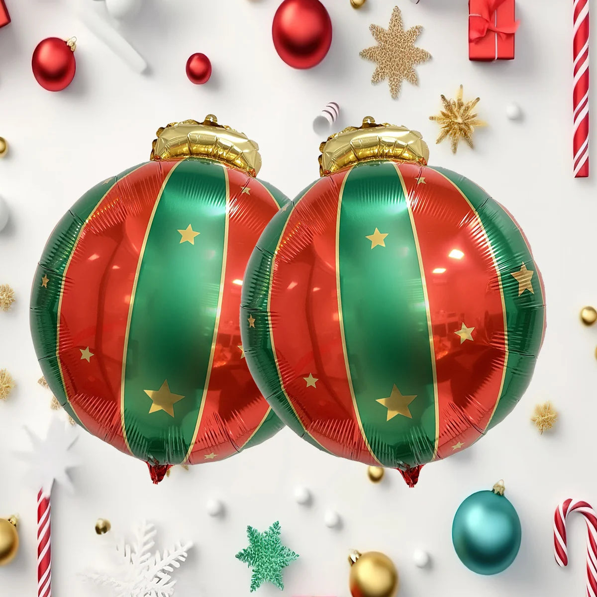 2/5pcs Red Green Christmas Ball Sahpe Foil Balloons Christmas Decorations for home store Party Supplies Navidad 2026 Decor