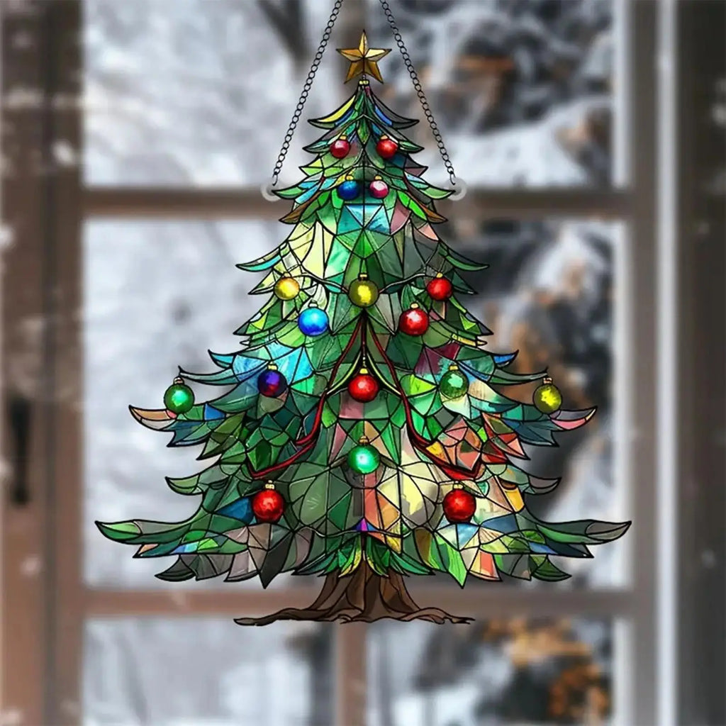 Christmas Tree Acrylic Hanging Ornament for Window Suncatcher Merry Christmas Decor for 2026 Xmas Navidad Party Supplies
