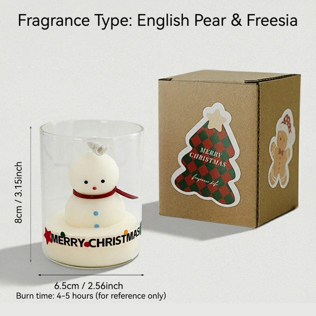 Christmas Scented Candle Glass Cup Soy Wax Santa Tree Snowman Reindeer Gift Home Decoration Holiday Aromatherapy Candle