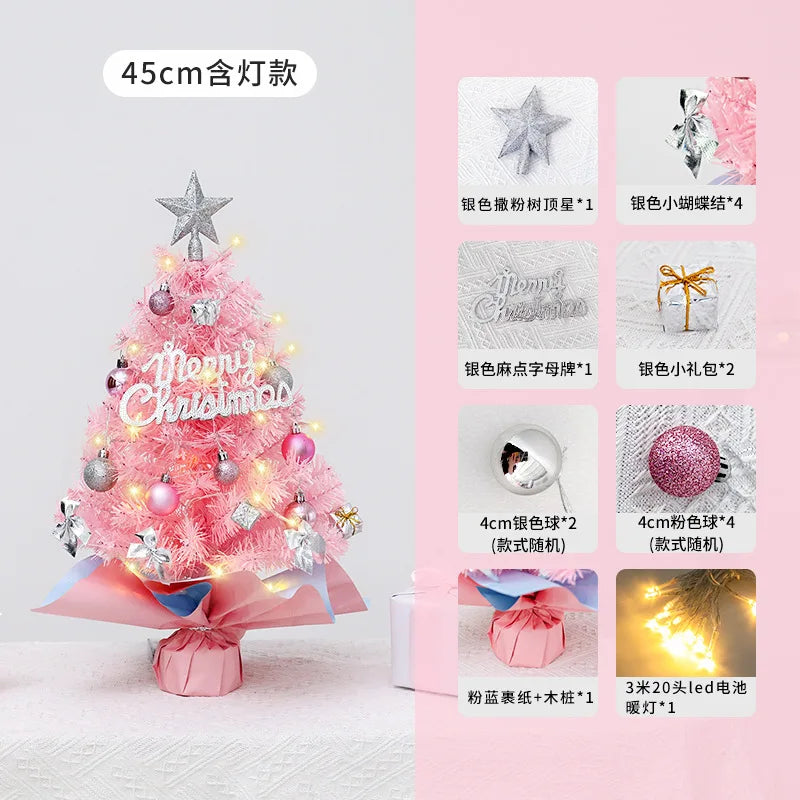 Pink Christmas Tree 45/60cm  Xmas Tree Desktop Ornament Christmas Decorations For Home Navidad Noel 2025 New Years Gift