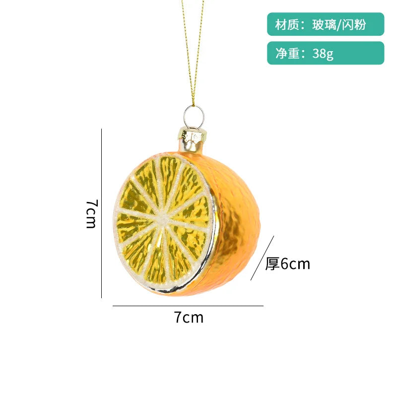 Christmas Decorative Glass Colored Fruit and Vegetable Series Creative Small Pendant Christmas Tree Pendant