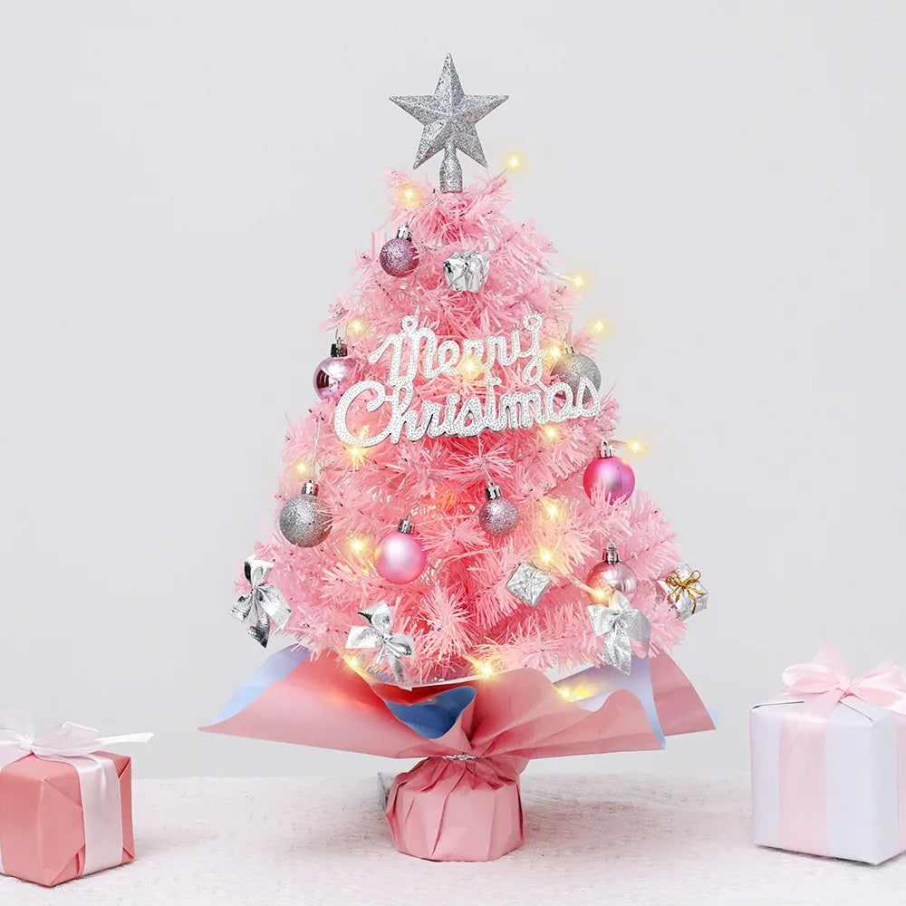 Pink Christmas Tree 45/60cm  Xmas Tree Desktop Ornament Christmas Decorations For Home Navidad Noel 2025 New Years Gift