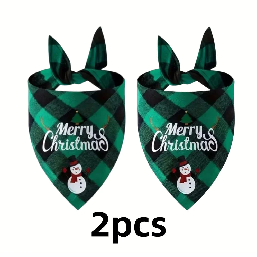 1/2pc Christmas Pet Triangle Scarf Dog Bandanas Saliva Towel For Holiday Party Decor Adjustab Scarf For Small & Large Sized Dogs